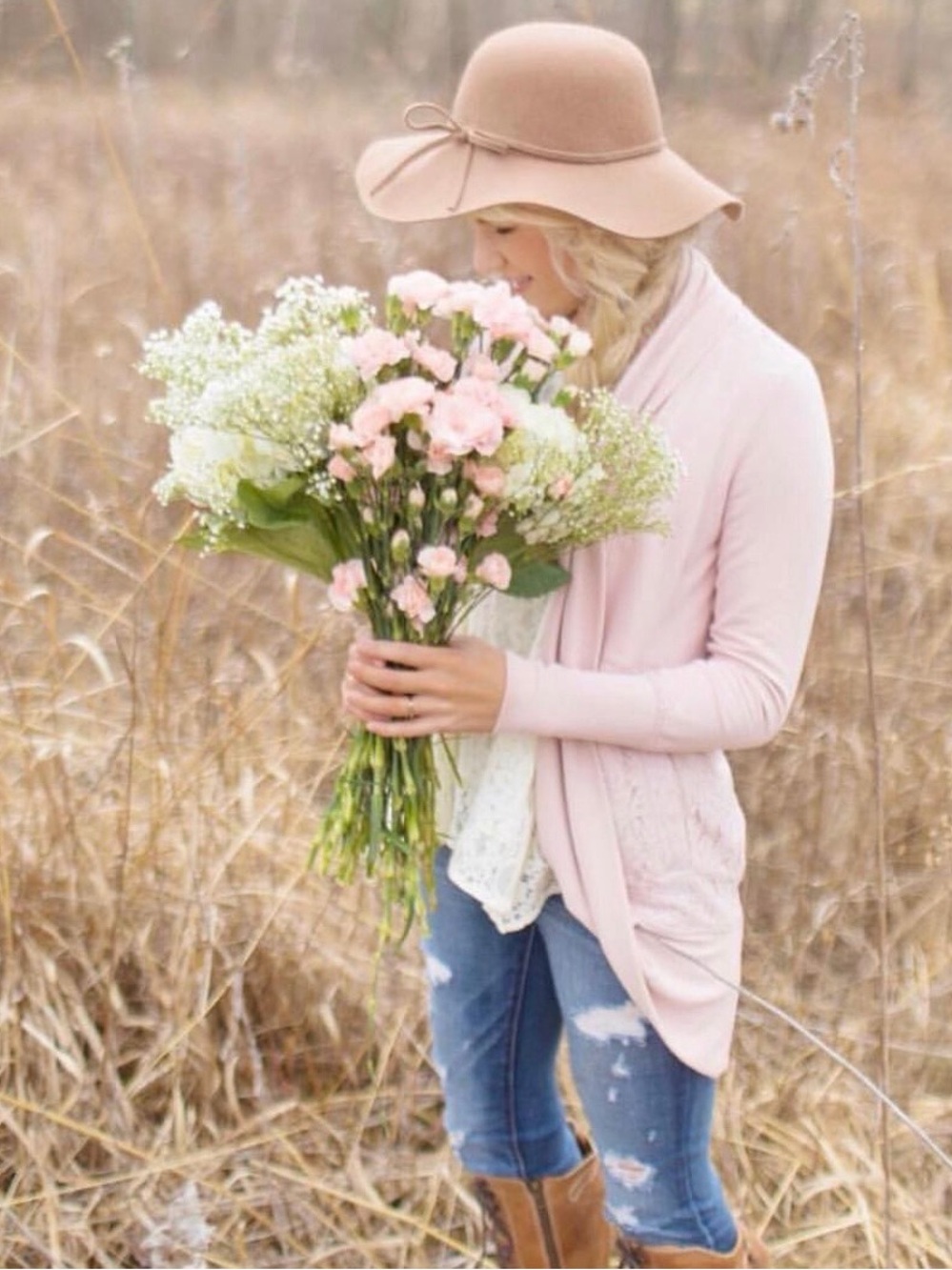 Evy’s Tree Blush Pink Tessa Lace Detail Open Front Cardi Grandmillennial Style